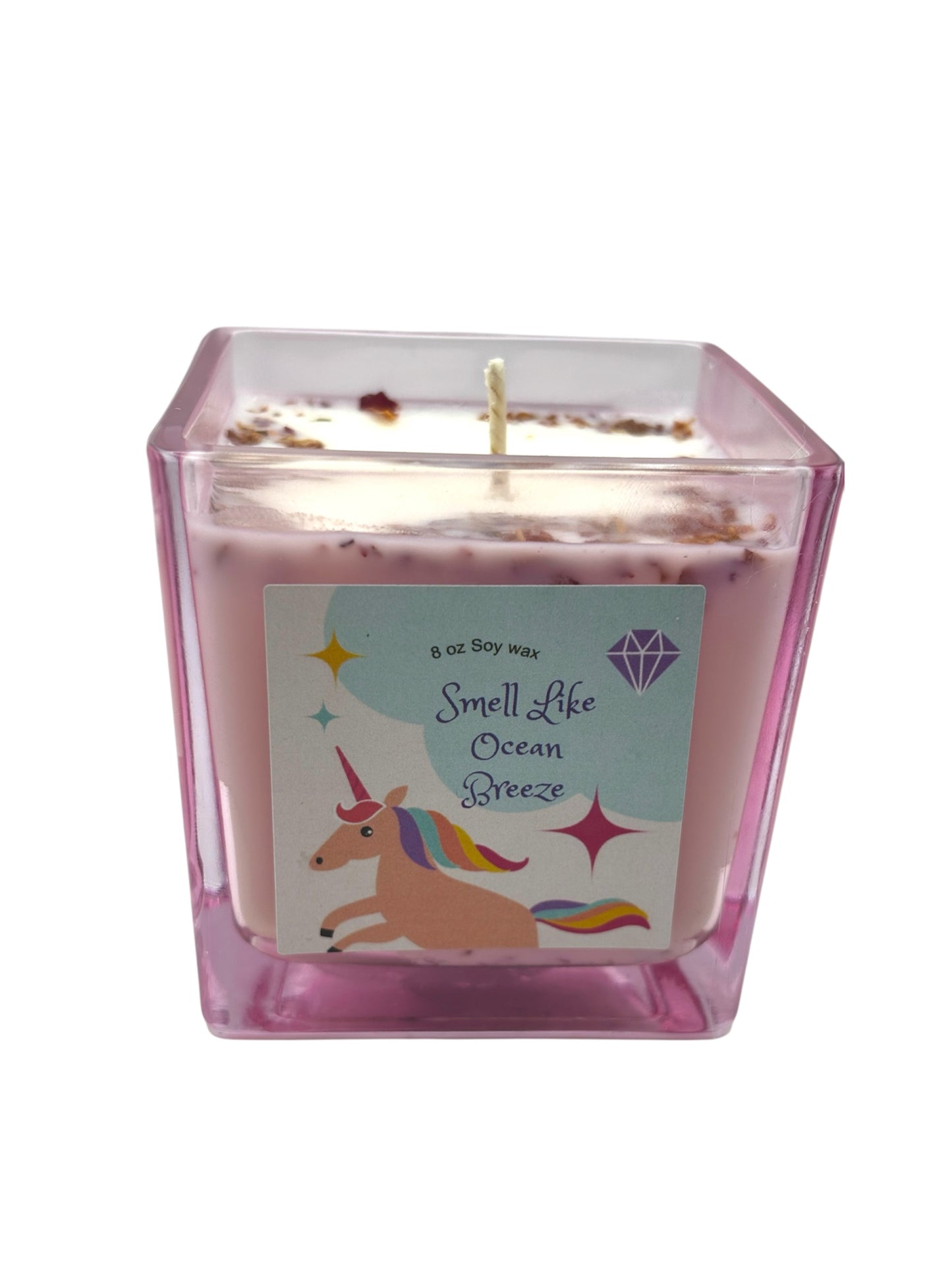 🌊 Ocean Breeze Rose-Infused Soy Candle – 9oz Unicorn Energy 🌹🕯