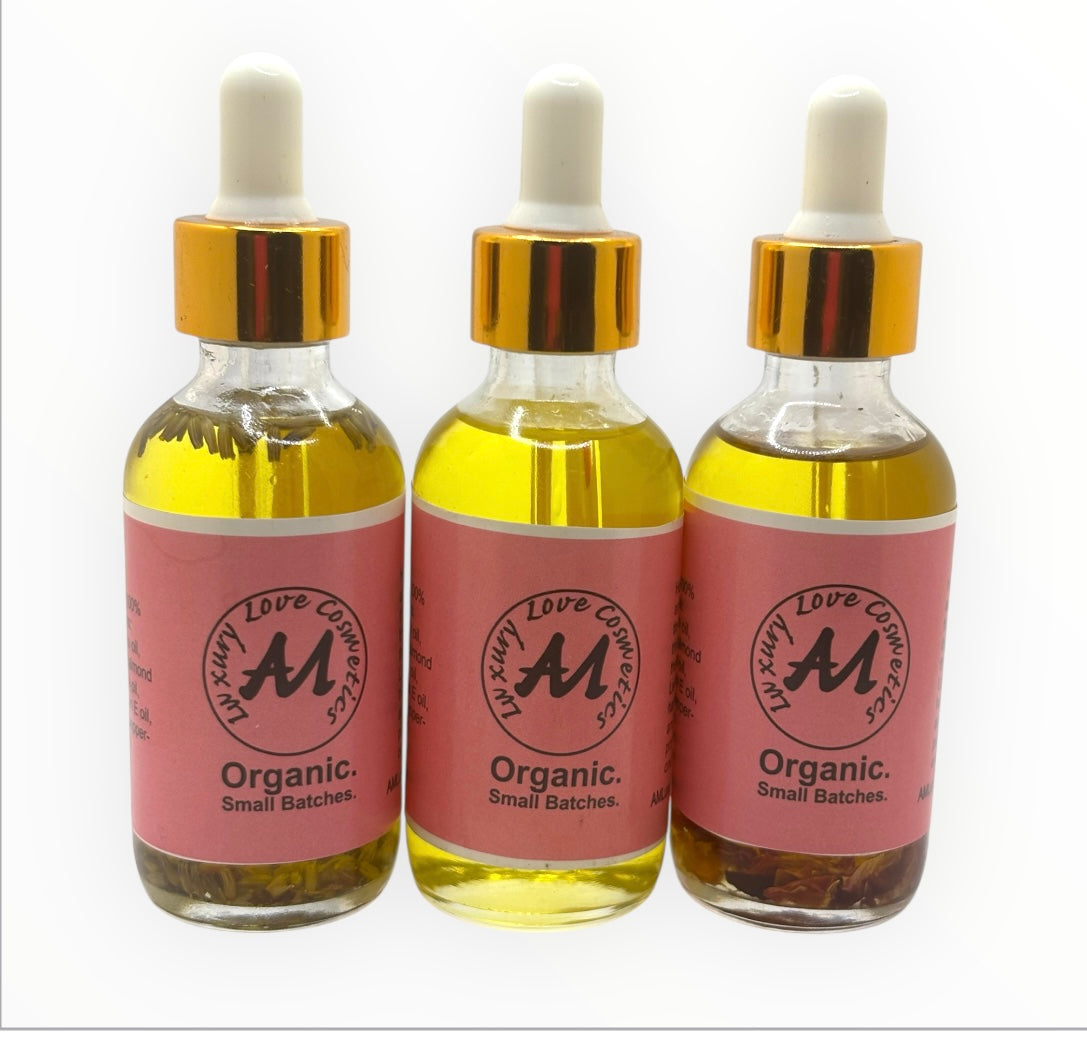 Set of three 3 In 1 Organic oil(Hair, Face & body oil ) Infused With Roses ,& Lavender