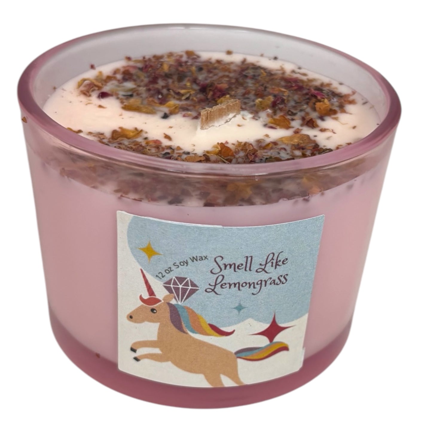 Smell Like Lemongrass Candle Infused with Rose's Pestles