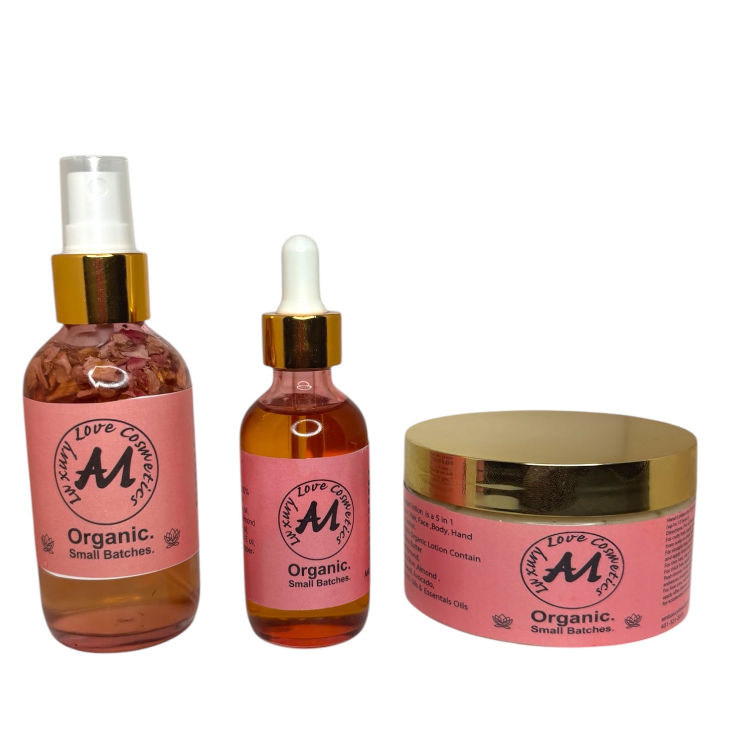Hair Growth Kit (5 IN ONE LOTION)/ Hair, Face Body Hand And Foot Cream ) 3 IN ONE OIL/Hair, face,& Body oil Infused with Rose and Lavender Herbs )& Rose water