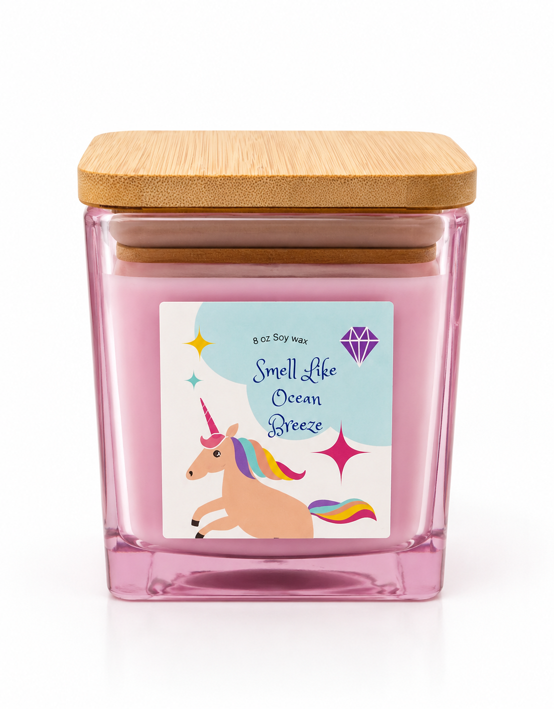 🌊 Ocean Breeze Rose-Infused Soy Candle – 9oz Unicorn Energy 🌹🕯