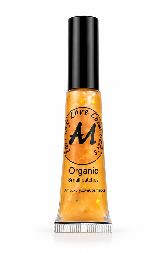 Gold Glitter Star Kiss with Sweet Orange Lip Gloss -Organic Lip Gloss- 15ml