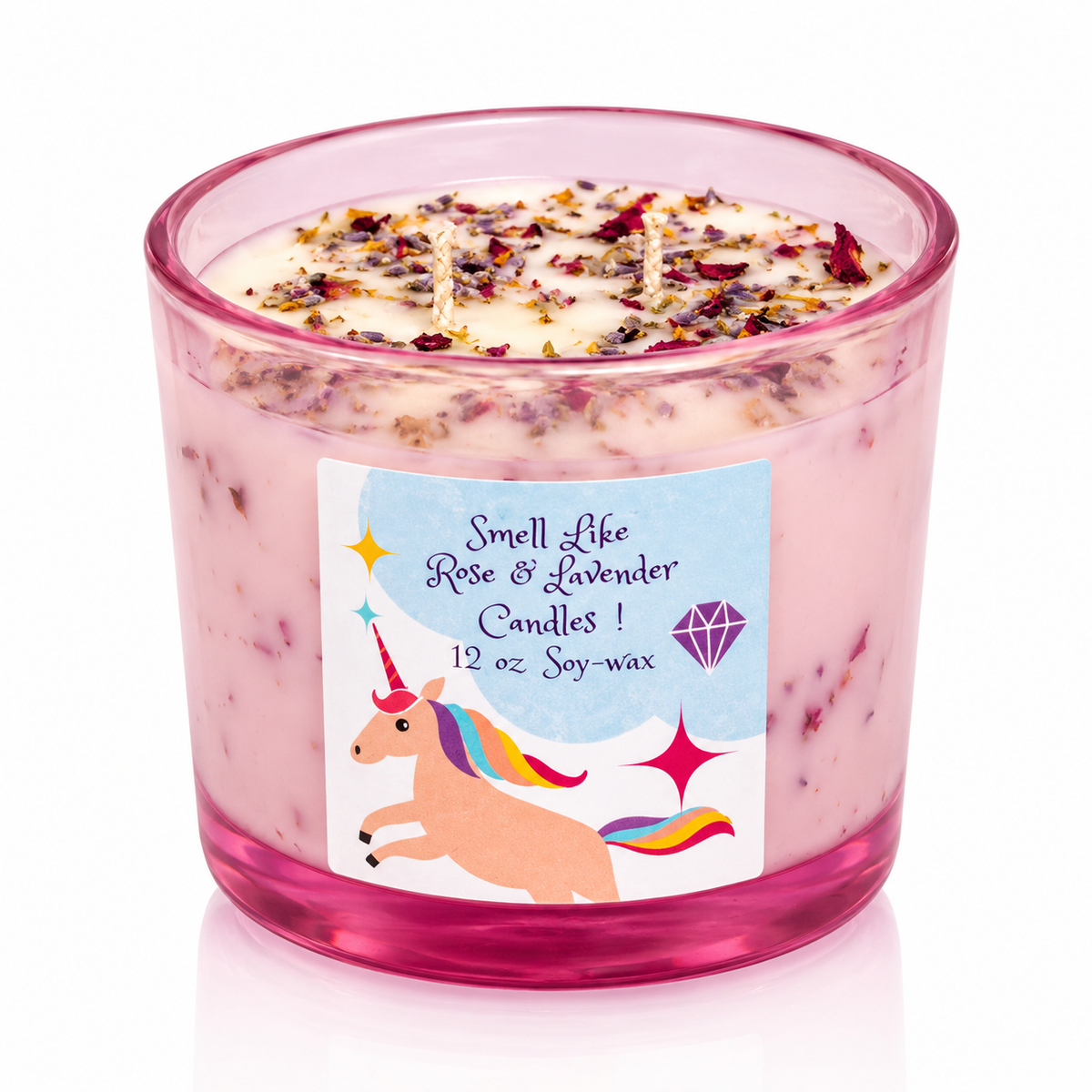 Organic Soy Candle – Rose & Lavender (12 oz)