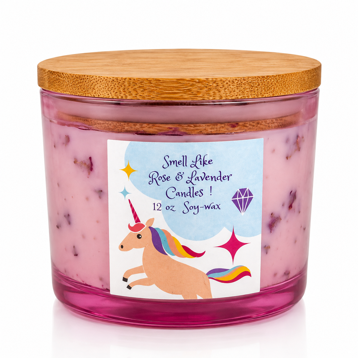 Organic Soy Candle – Rose & Lavender (12 oz)