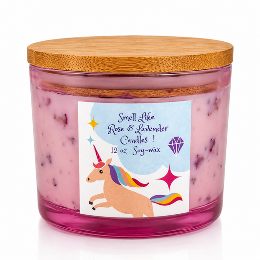 Organic Soy Candle – Rose & Lavender (12 oz)